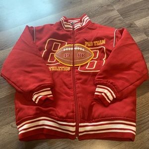 Red varsity jacket